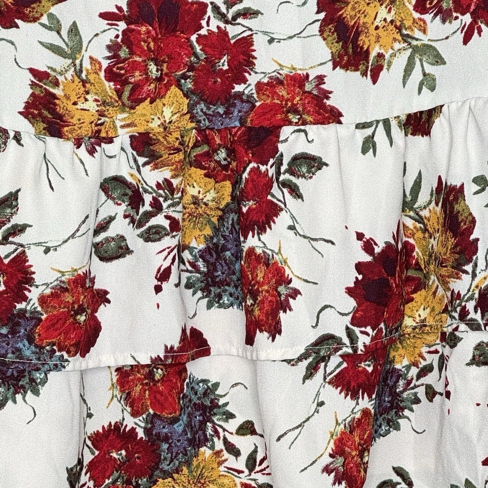 Time and Tru XXL 2X Shirt Top White Floral Flower Bell 3/4 Sleeve Round Neck - Picture 6 of 9